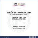 Orden del Día para la Sesión Extraordinaria de fecha 16 de julio de 2024