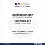 Orden del Día para la Sesión Ordinaria de fecha 26 de septiembre de 2024