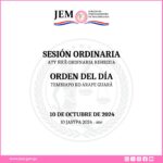 Orden del Día para la Sesión Ordinaria de fecha 10 de octubre de 2024