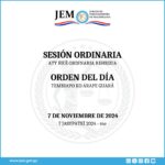 Orden del Día para la Sesión Ordinaria de fecha 07 de noviembre de 2024