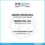 Orden del Día para la Sesión Ordinaria de fecha 21 de noviembre de 2024